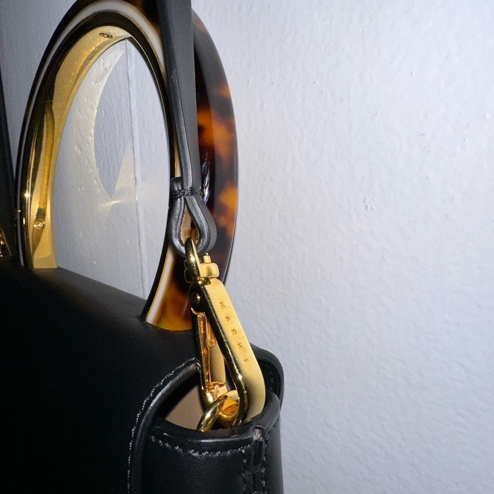 Marni black circle handle flap bag